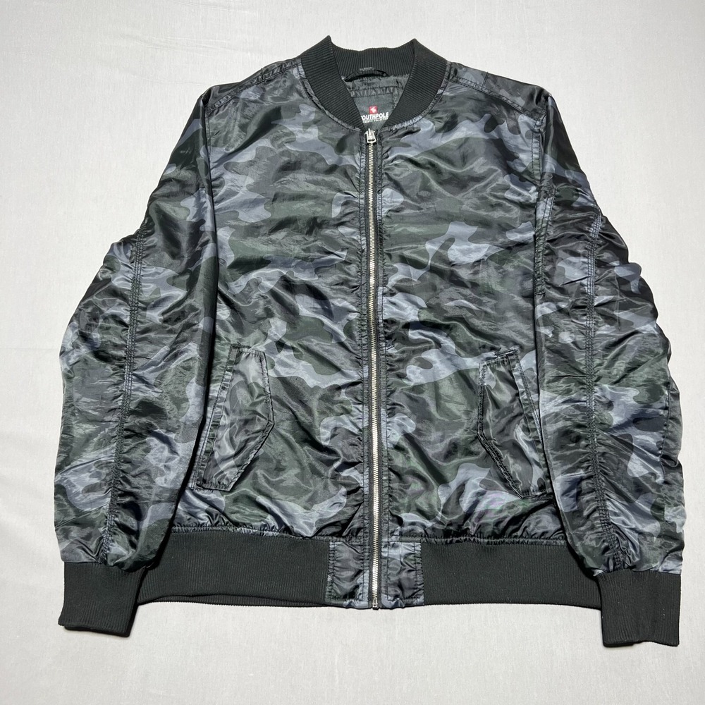 Southpole Men's Black Camouflage Long Sleeve Full Zip Bomber Jacket Size X-Large